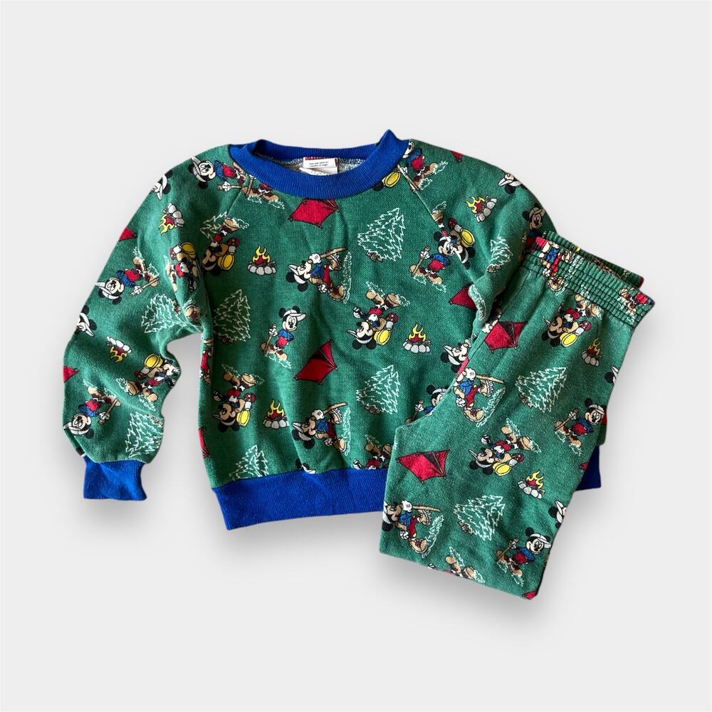 Vintage Mickey's Stuff for Kids Green Camping Sweatsuit 3T USA